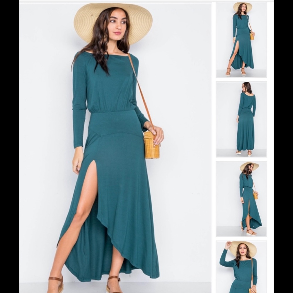 Longsleeve sexy teal maxi dress beautiful